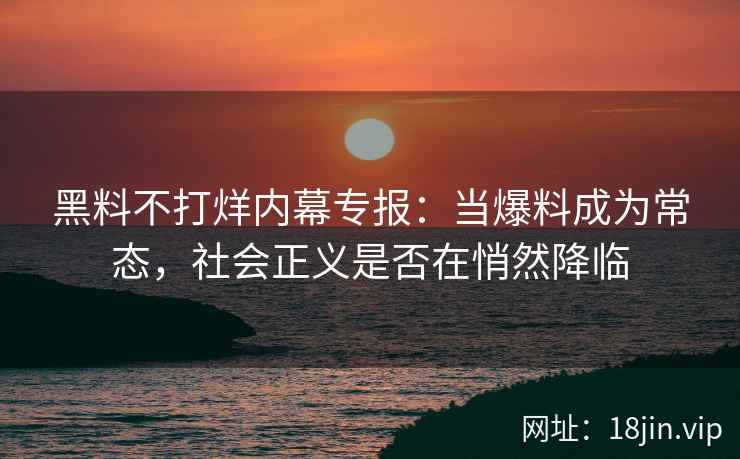 黑料不打烊内幕专报：当爆料成为常态，社会正义是否在悄然降临