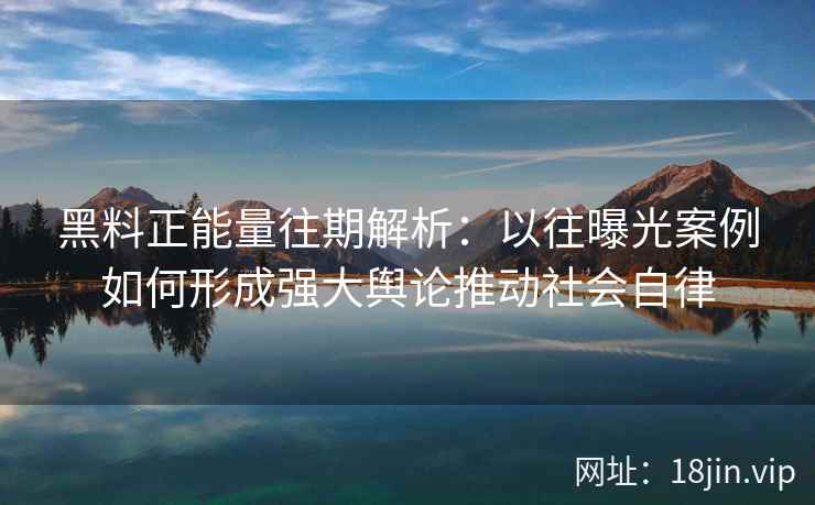 黑料正能量往期解析：以往曝光案例如何形成强大舆论推动社会自律