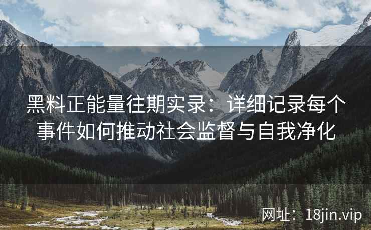 黑料正能量往期实录：详细记录每个事件如何推动社会监督与自我净化