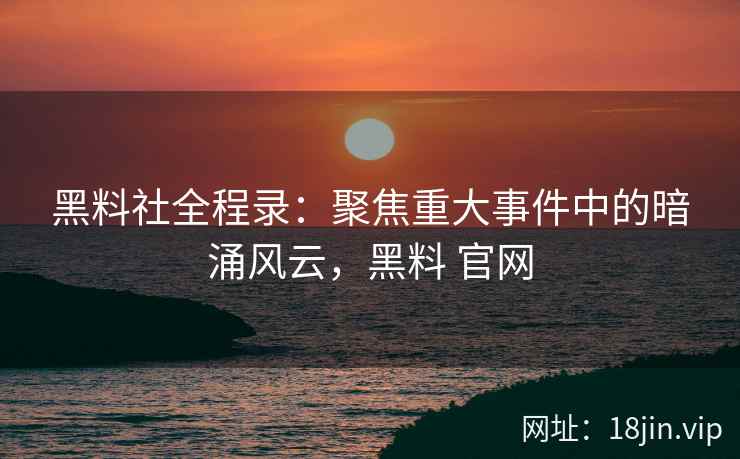 黑料社全程录：聚焦重大事件中的暗涌风云，黑料 官网